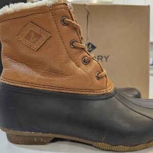 Sperry Tan and Black Duck Boots